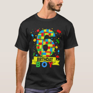 6 Year Old Building Blocks 6th Birthday Boy Brick T-Shirt
