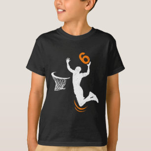 6 Year Old Bysketbyll Dunk 6th Birthday Party Boys T-Shirt