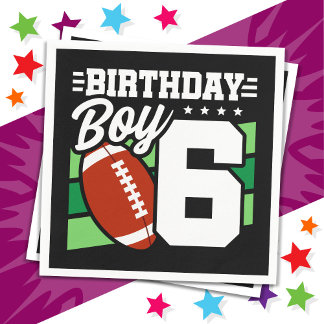 6 Year Old Football Party Theme 6th Birthday Boy Napkin