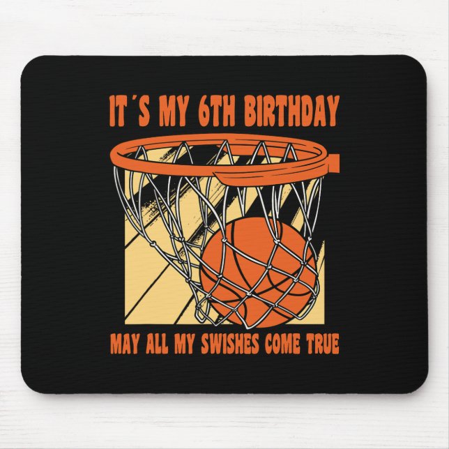 6 Year Old Happy 6th Birthday Basketball 6th Birth Mouse Mat (Front)