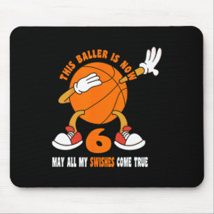 6 Year Old Happy 6th Birthday Basketball 6th Birth Mouse Mat