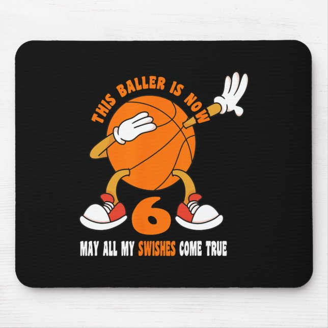 6 Year Old Happy 6th Birthday Basketball 6th Birth Mouse Mat (Front)