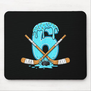 6 Year Old Hockey Ice Cream Drip Youth 6th Birthda Mouse Mat