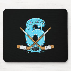 6 Year Old Hockey Ice Cream Drip Youth 6th Birthda Mouse Mat