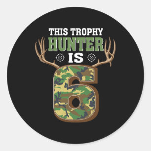 6 Year Old Hunting 6th Birthday Party Deer Hunter  Classic Round Sticker