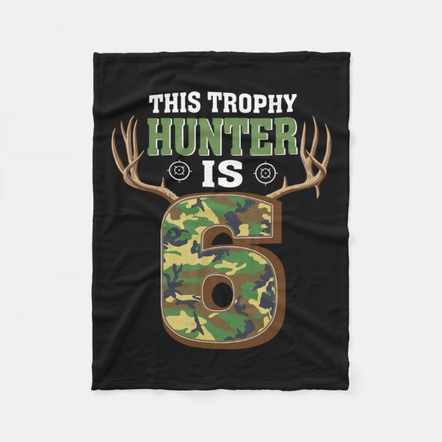 6 Year Old Hunting 6th Birthday Party Deer Hunter  Fleece Blanket (Front)