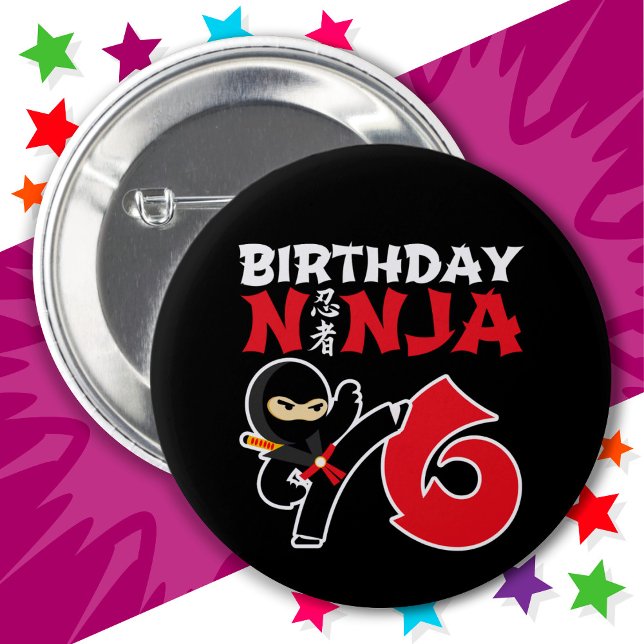 6 Year Old Karate Ninja Party Kids 6th Birthday Cm Round Badge (Creator Uploaded)