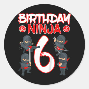 6 Year Old Ninja Birthday Party Martial Arts Karat Classic Round Sticker