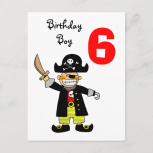 6 year old pirate boy postcard