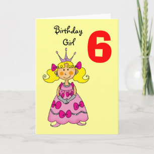 6 year old princess (blonde hair) card