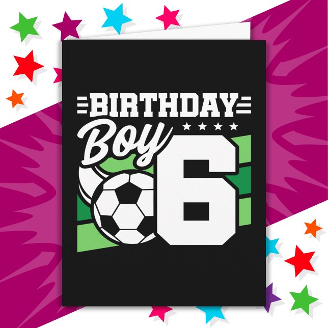 6 Year Old Soccer Football Party 6th Birthday Boy Card (Creator Uploaded)