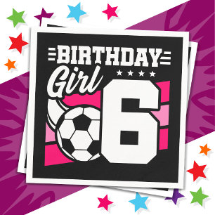 6 Year Old Soccer Football Party 6th Birthday Girl Napkin