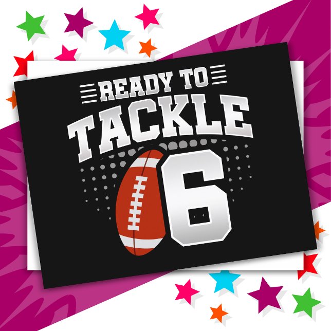 6 Year Old Tackle Football Party Kids 6th Birthday Postcard (Creator Uploaded)
