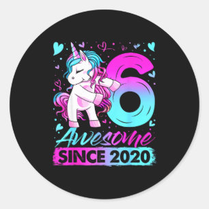 6 Year Old Unicorn For Girls 6th Birthday Girl Par Classic Round Sticker