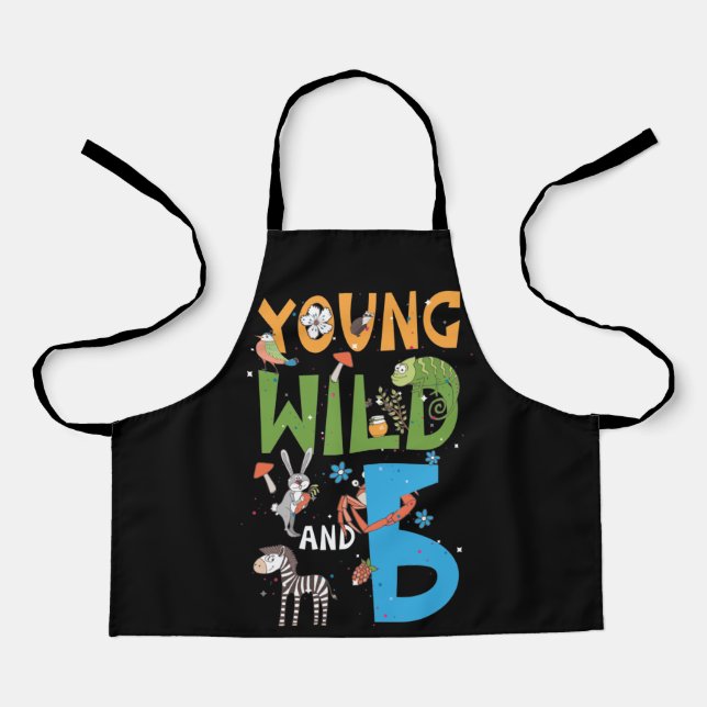6 Year Old Zoo Birthday Safari Jungle Animal 2nd Apron (Front)