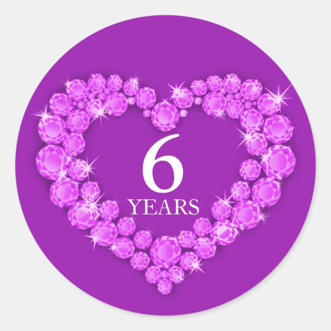 6 years amethyst anniversary heart sticker (Front)
