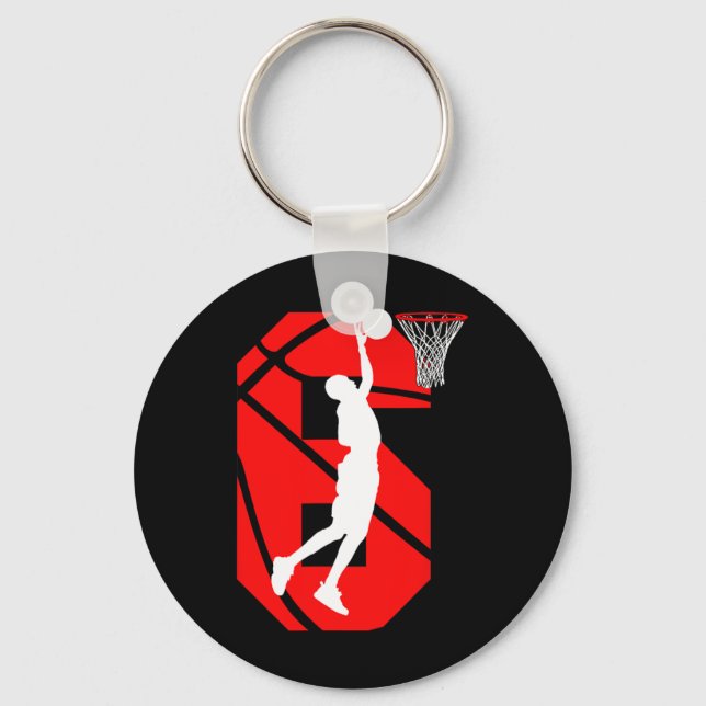 6 years Old 6th Birthday Boy Basketball lovers  Key Ring (Front)
