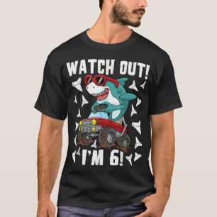6 Years Old 6th Birthday Shark Boy Girl Monster Tr T-Shirt