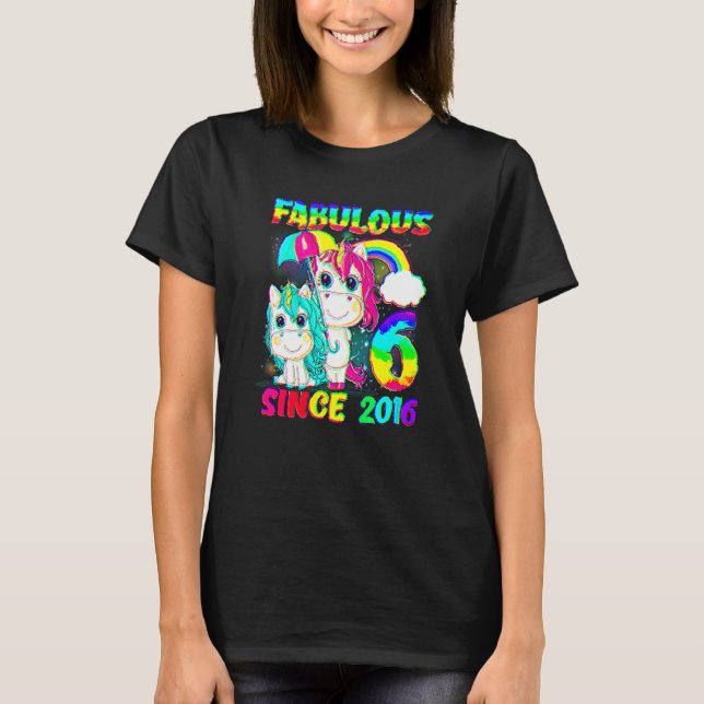 6 Years Old 6th Birthday Unicorn Girl Fabulous Sin T-Shirt (Front)