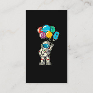 6 Years Old Birthday Astronaut Balloon Planets Business Card