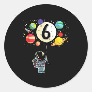 6 years old birthday boy astronaut 6th birthday classic round sticker