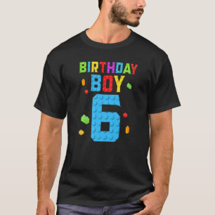 6 Years Old Birthday Boy  Blocks Building Boys Kid T-Shirt