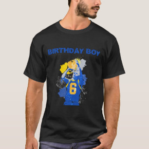 6 Years Old Birthday Boy Blue And Yellow Basketbal T-Shirt
