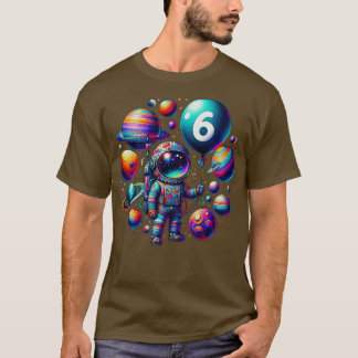 6 Years Old Birthday Boy Gifts Astronaut 6th Birth T-Shirt