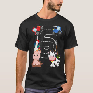 6 Years Old Birthday Farming Barnyard Cow 6th Birt T-Shirt