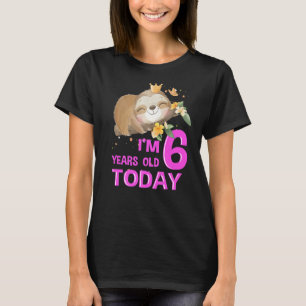 6 Years Old Birthday Girl Sloth 6th Birthday Sloth T-Shirt