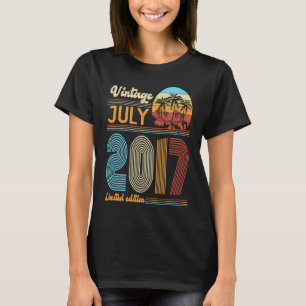 6 Years Old Birthday Vintage July 2017 Girls Boys T-Shirt