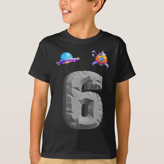 6 Years Old Boy Gifts Astronaut Space 6th Birthday T-Shirt (Front)