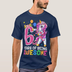 6 Years Old Gifts Awesome Unicorn Flossing 6th Bir T-Shirt