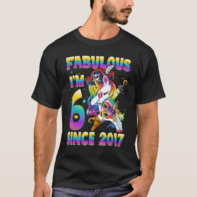 6 Years Old Girls Dabbing Unicorn Pirates 6th Birt T-Shirt (Front)