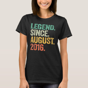 6 Years Old Legend Since August 2016 6th Birthday T-Shirt