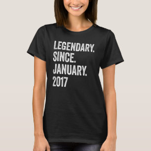 6 Years Old Legendary Since January 2017 6th Birth T-Shirt