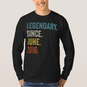 6 Years Old Legendary Since June 2016 6th Birthday T-Shirt