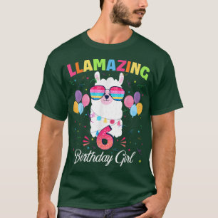 6 Years Old Llamazing Birthday Girl 6th Cute Llama T-Shirt