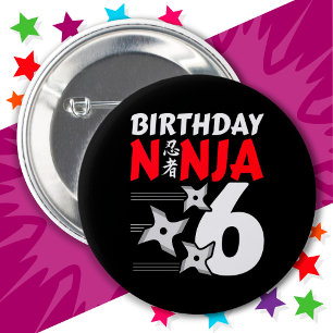 6 Years Old Ninja Party Stars Kids 6th Birthday 6 Cm Round Badge