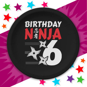 6 Years Old Ninja Party Stars Kids 6th Birthday Paper Plate