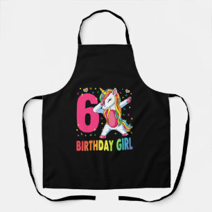 6 Years Old Unicorn Dabbing 6th Birthday Girl Unic Apron