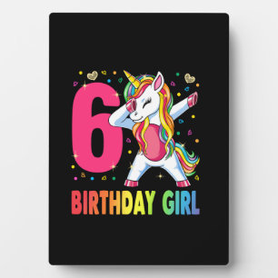 6 Years Old Unicorn Dabbing 6th Birthday Girl Unic Plaque