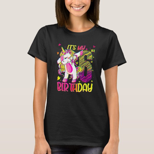 6 Years Old Unicorn Dabbing 6th Birthday Girl Unic T-Shirt (Front)
