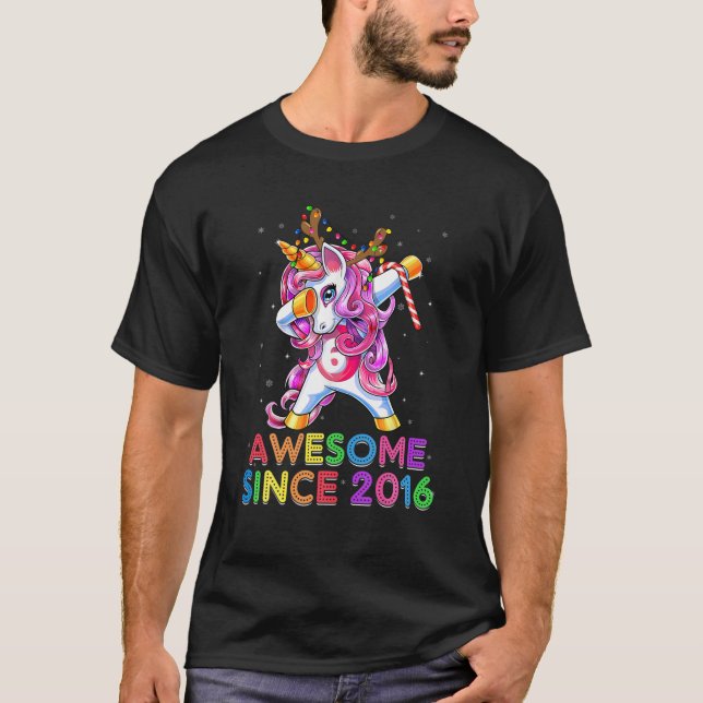 6 Years Old Unicorn Dabbing 6Th Birthday Girl Unic T-Shirt (Front)