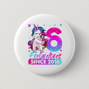 6 Years Old Unicorn Flossing 6th Birthday Girl Cm Round Badge