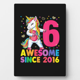 6 Years Old Unicorn Flossing 6th Birthday Girl Uni Plaque