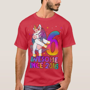 6 Years Old Unicorn Flossing 6th Birthday Girl Uni T-Shirt