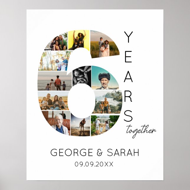 6 Years Together Photo Collage Wedding Anniversary Poster (Front)