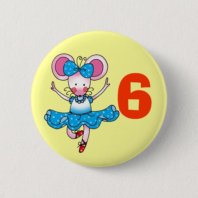 6h birthday gift for a girl, cute ballerina 6 cm round badge (Front)