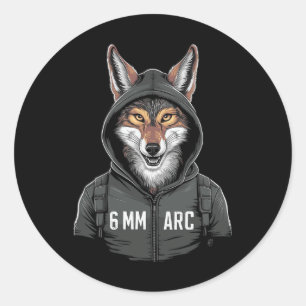6mm Arc Coyote Shooting Sports Hunting  Classic Round Sticker